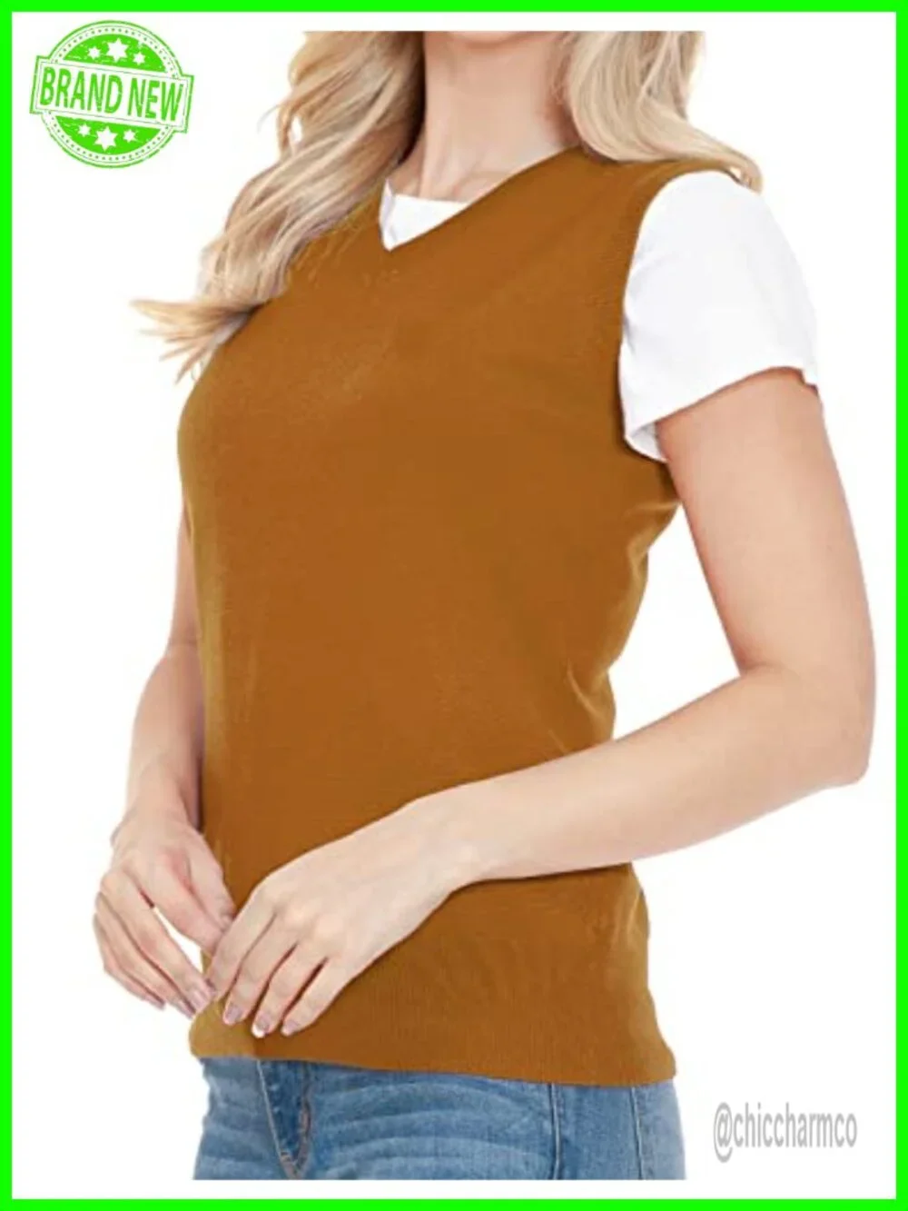 V-Neck Sleeveless Stretch Pullover Sweater Vest - Viscose Blend